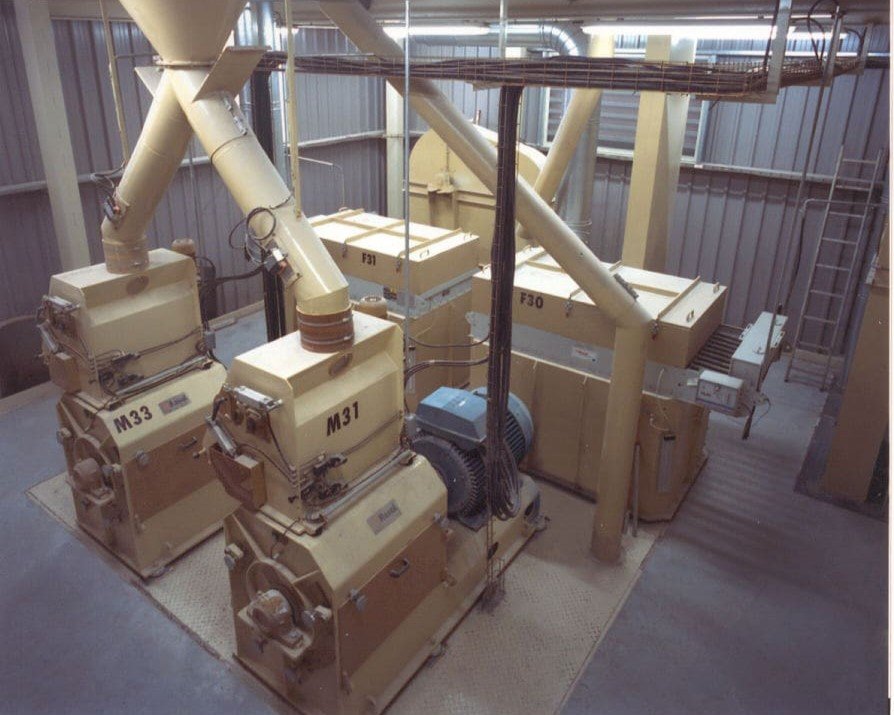 Two Rosal hammer mills in a feed mill