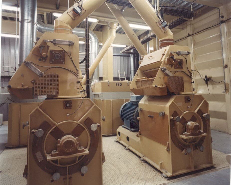 Two Rosal hammer mills in a feed mill