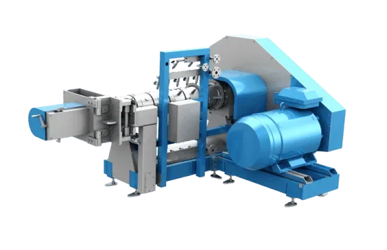Rendering eines Extruders für extrudiertes Futter für Hunde, Katzen, Fische und Getreide.