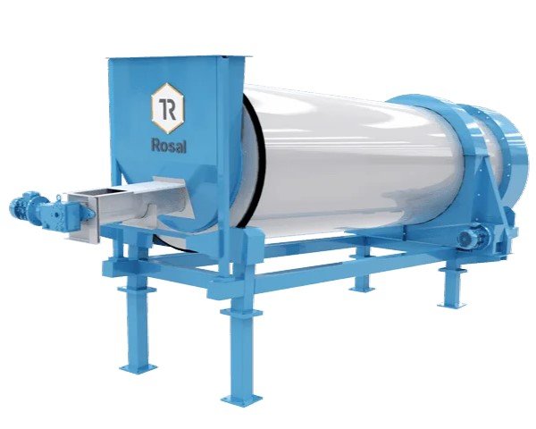 Render of a Rosal rotary drum dryer.