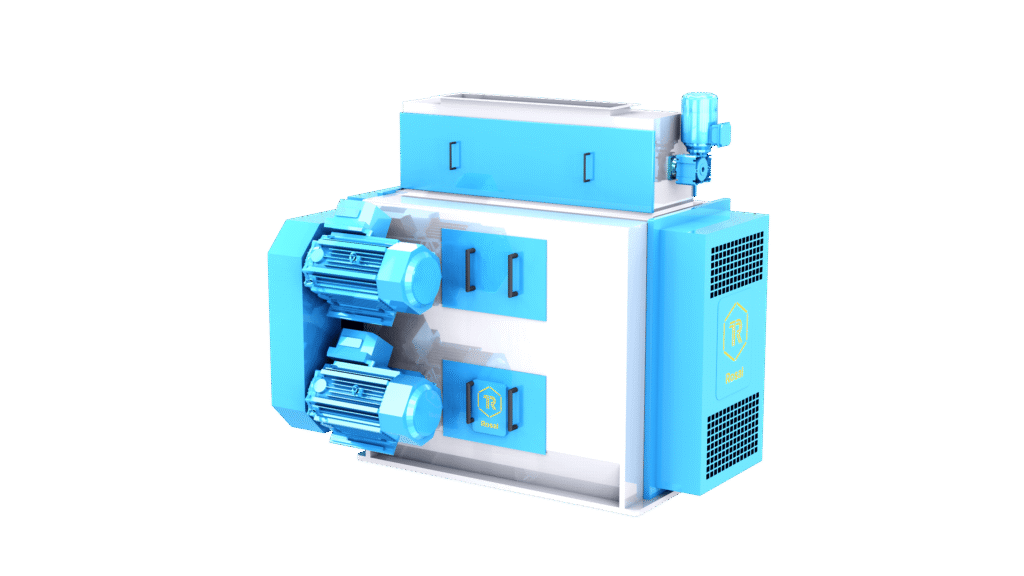 Render de un molino de rodillos Rosal de dos rodillos.